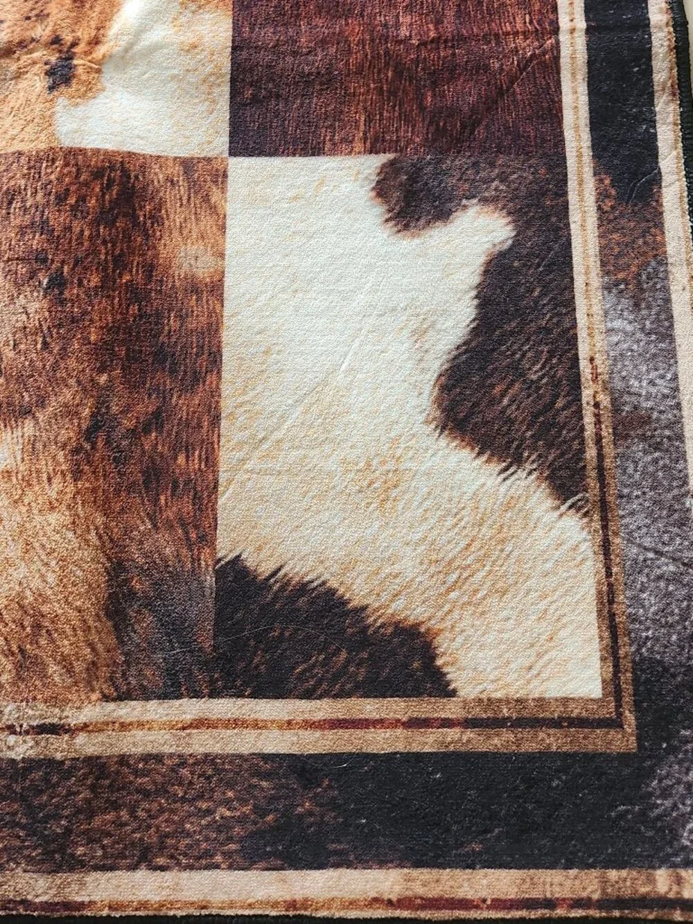 New: Rustic Cowhide Print Runner 2'x6' - Machine Washable